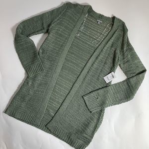 Charlotte Russe Long Open Sweater Green Small NWT
